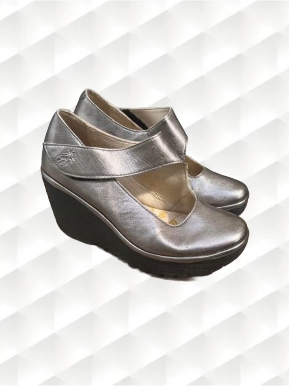 FLY LONDON Fairy Boho Chic Gold Metallic Wedge Pumps Size 6